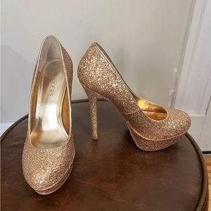 Gold sparkly heels